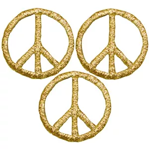 Mini Peace Sign Patch Applique - Metallic Gold Embroidered Badge 1" (3-Pack) - Picture 1 of 1