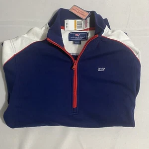 Herren Vineyard Vines 1/4 Reißverschluss blau/rot Pullover - Größe Small - NEU (89,99 $) - Bild 1 von 3