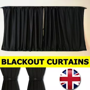 ⭐⭐⭐ VW Transporter T5 T6 Blackout Curtains 2 SIDE WINDOWS & BARN DOOR SET BLACK - Picture 1 of 7