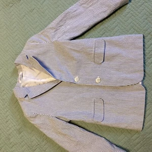 Boys Blue/white Stripped IZOD Size 7 Reg Haiti Blazer Jacket Seersucker - Picture 1 of 8