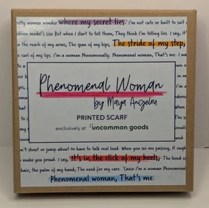 Uncommon Goods Maya Angelou Phenomenal Woman Scarf Navy Blue and Pink NEW - Picture 1 of 4