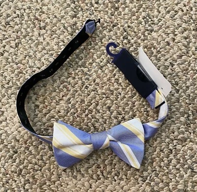 Pajarita preatada Tommy Hilfiger a rayas amarillas/azules para hombre o niño talla 13,75-18 Foto 1 de 4