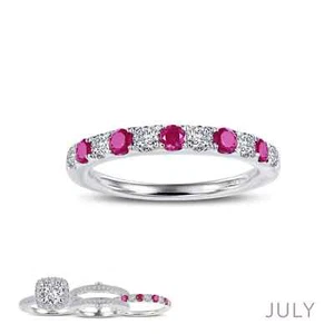 BRAND NEW Lafonn 925 Platinum Plated July Pink Ruby Birthstone Ring BR004RBP05 - Picture 1 of 2