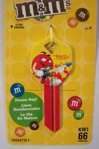 M&M Red Kwikset KW1 house key blank. - Picture 1 of 1