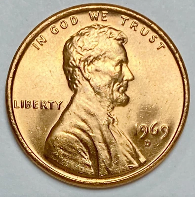 1969 D ERROR LNCOLN NO LG FLOATING ROOF COLLECTIBLE  UNCIRCULATED  CENT PENNY - Image 1 of 2