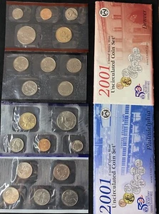 US Mint 2001 Uncirculated Coin Set Denver & Philadelphia OGP & COA Free Shipping - Picture 1 of 2