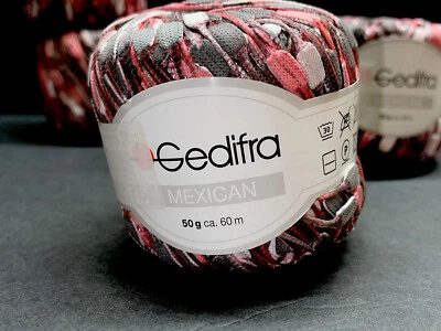 Gedifra 墨西哥花式新奇纱线颜色 4155 腮红粉红色和灰色 x 6 — 第 1/4 张图片