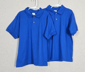 Gildan 2 Boys Blue Polo Shirts Size Medium New #1T6872 - Picture 1 of 4