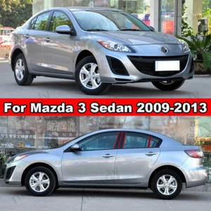 6Pcs Black Window BC Pillar Post Cover Trim Sticker For Mazda 3 Sedan 2009-2013 - Picture 1 of 9