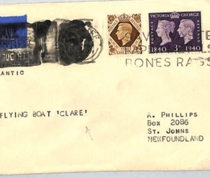 GB WW2 Air Mail 1940 Cover FIRST FLIGHT Flying Boat *Clare* NEWFOUNDLAND XZ222 - Picture 1 of 10
