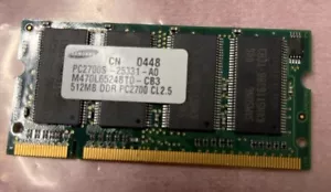 lot of 2 Samsung 512MB DDR Laptop - PC2700S RAM TESTED SODIMM M470L6524BT0-CB3 - Picture 1 of 1