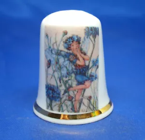 Birchcroft China Thimble -- Cornflower Fairy with Free Dome Gift Box - Picture 1 of 3