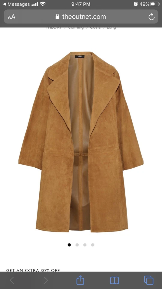 Abrigo Kimono Gamuza Theory Caqui Marrón NUEVO Minorista $1695 Talla Grande Foto 1 de 4