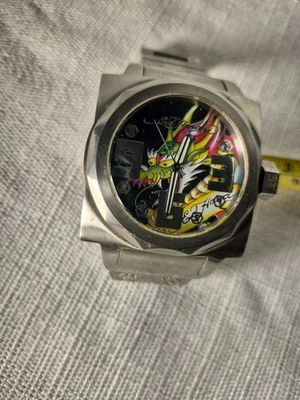 Reloj de cuarzo Ed Hardy Fashion esfera dragón tono plateado BA-DRO-0123 Foto 1 de 4