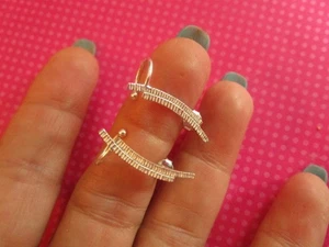 Silver double bar sterling silver ear climbers - Picture 1 of 2