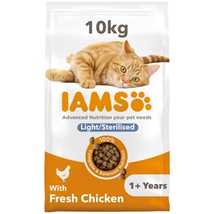 IAMS Light in Fat Complete Dry Cat Food Chicken 10kg - 30% Lower Fat Formula - Picture 1 of 5