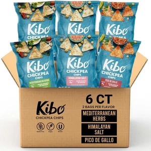 Kibo Chickpea Chips 3 Flavor Variety Pack - High Protein-Fiber, Plant-Based,... - Picture 1 of 5