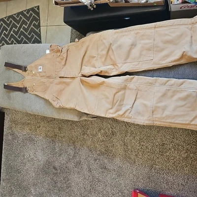 Carhartt FR Brown Overalls Bibs 34x32~6FBQZ BRN Flame Resistant Overall LEG ZIPS - Image 1 of 4