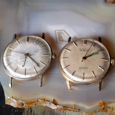 2 antike  Büssing Herren Uhren ohne Stege mechanisch laufen einwandfrei - Bild 1 von 4