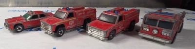 Lot 4 Hot Wheels Vintage Fire Emergency Fire Chief Car Trucks - Image 1 of 4