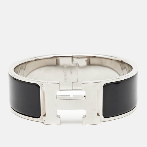 HERMÈS Bracciale Hermes Clic Clac H Smalto Nero Placcato Palladio