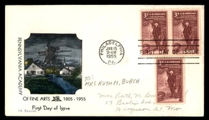 MayfairStamps US FDC 1955 Pennsylvania Pair Academy of Fine Arts Anniversary HS - Picture 1 of 2