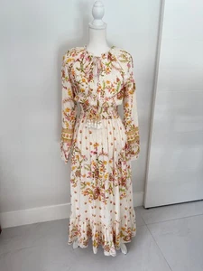 Hemant & Nandita Aira Langarm Maxikleid Blumenmuster XS - Bild 1 von 14