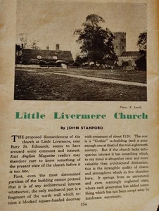 Sk228 Ephemera 1948 Artikel Little Livermere Kirche  - Bild 1 von 1