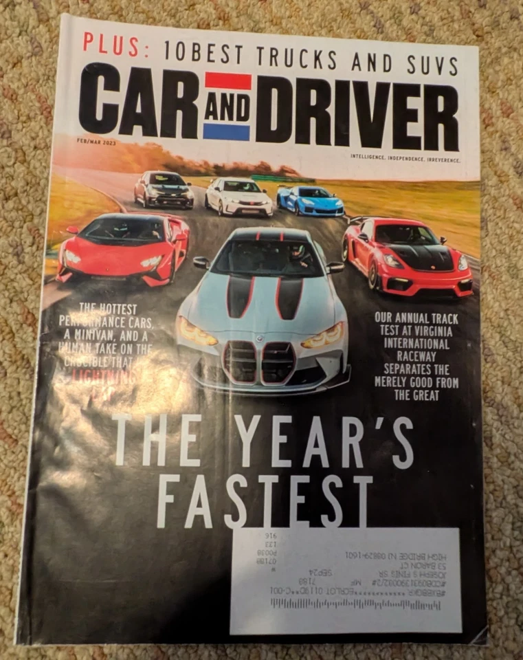 CAR AND DRIVER MAGAZINE FEBRUARY/MARCH 2023 LIGHTNING LAP FREE SHIPPING - Image 1 of 1