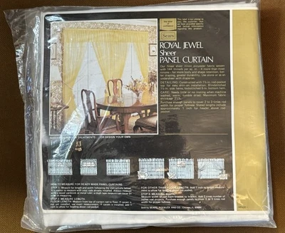 Vintage Sears Sheer Panel Curtain Royal Jewel 82 X 54/ 941 Winter White Set of 3 - Image 1 of 2