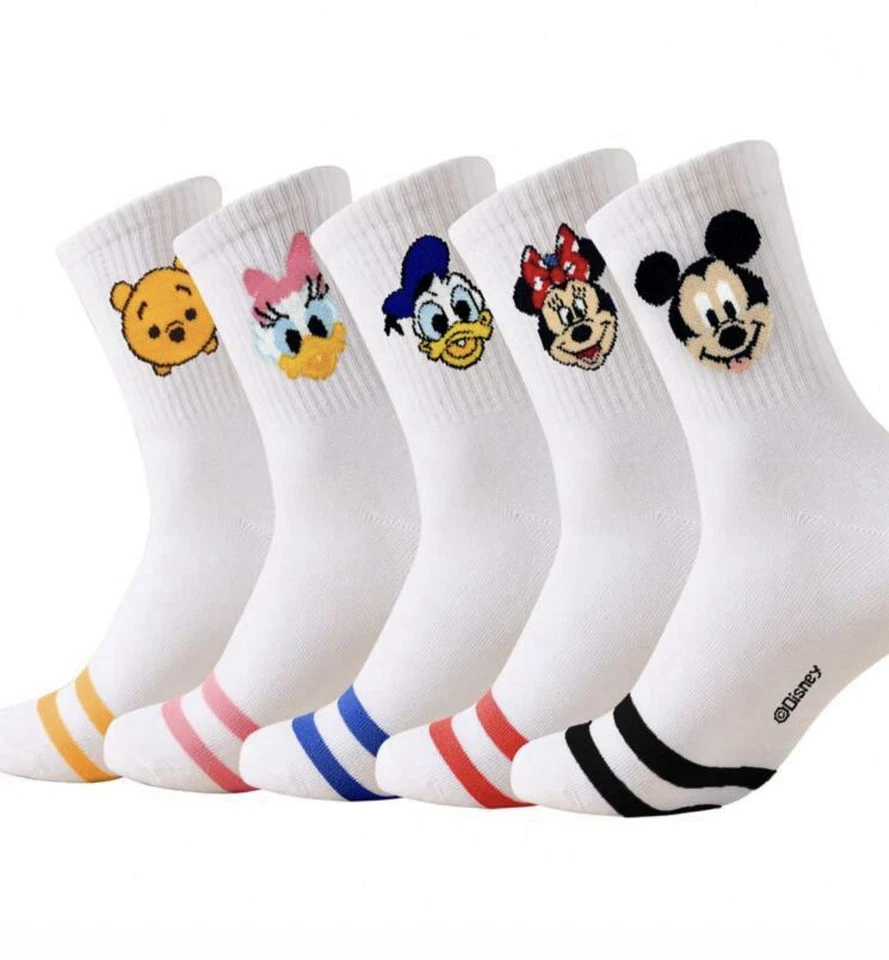 Disney Mickey Minnie Donald Crew Calcetines Conjunto de 5 Pares Unisex Mujer’s Hombre’s Nuevo Foto 1 de 4