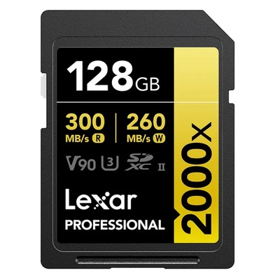 Lexar GOLD Series Professional 2000x 128GB UHS-II SDXC Memory Card - Image 1 of 4