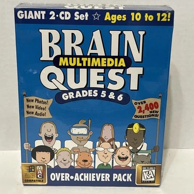 NEW Brain Quest 2 CD Set Grades 5&6 CD-Rom Over Achiever Pack Computer Game - Image 1 of 3