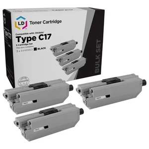 LD Compatible Okidata Type C17 / 44469801 Set of 3 Black Toner Cartridges - Picture 1 of 9