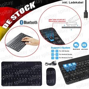Kabellos Bluetooth-Tastatur inkl. Funk Maus für Android Windows i-OS PC Tablet - Bild 1 von 12