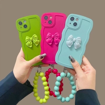 3D Bow Phone Case For iPhone 16 Pro Max 15 14 13 12 11 XR XS 8 7 6 Lanyard Cover - Image 1 of 4
