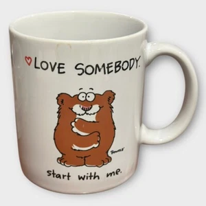 Vintage 1986 Hallmark Shoebox Greetings "Love Somebody Start with Me" Bowers Mug - Picture 1 of 4