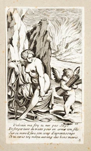 c1620 Venus und Amor Cupid Eros Aphrodite Kupferstich Mythologie Mythology - Bild 1 von 1