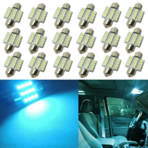 20Pcs Festoon 31MM 12-SMD Ice Blue LED Map Dome Light Bulbs 3021 DE3022 DE3175 - Foto 1 di 8