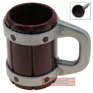 Tazza birra piccola taverna medievale tankard legno duro intagliato a mano esposizione rinascimentale - Foto 1 di 2