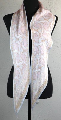 Bufanda para mujer Ascot lazo 100 % seda gasa cachemira pastel rosa azul 6 x 58 Foto 1 de 3