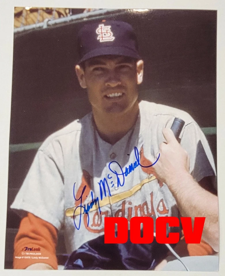 Foto firmada por Lindy MCDANIEL Cardenales de San Luis 8x10 autógrafo Foto 1 de 1