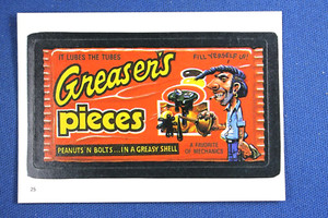 1986 Topps - Wacky Packages - Album Sticker #25 - "Greaser's Pieces" - NrMt-Mt