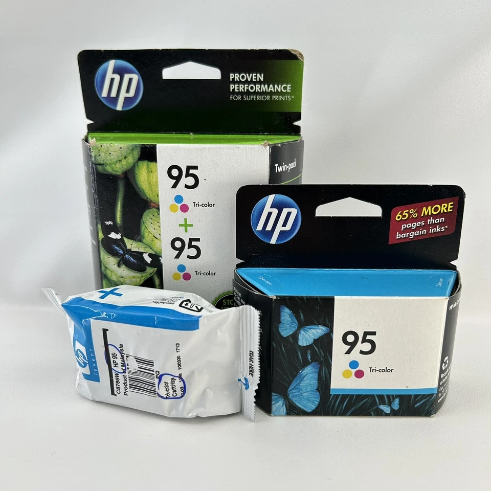 NEW OEM HP 95 Twin Pack Tri-Color Standard Yield Ink Cartridge CD886FN + 2 Exp - Image 1 of 4