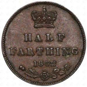 1852 Great Britain Victoria Half Farthing Coin - Picture 1 of 2