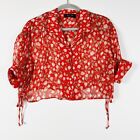The Kooples Rosa Rosa Floral Flower Print Chiffon Cropped Blouse Shirt Top