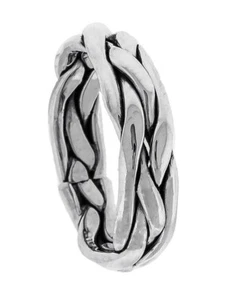 Hand Made 3 Wire Braided Band Ring New Real 925 Sterling Silver 6.5mm Size 8-13 - Picture 1 of 8