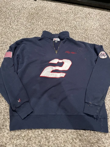 VTG Chase Authentics XXL Rusty Wallace Miller Lite NASCAR Sweatshirt Navy Blue Cover