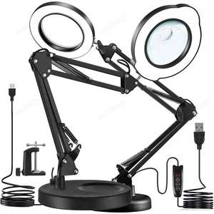 Lupe mit Licht und Ständer 10X-15X LED Licht Desktop Stand Leselupe Vergrößerung - Bild 1 von 14
