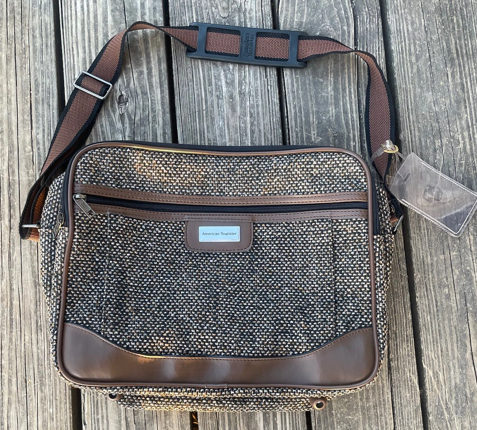 American Tourister Tweed Carry On Luggage Laptop Bag Shoulder Strap 3 Zippers - Image 1 of 4